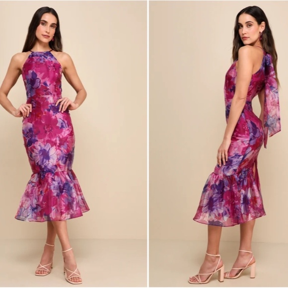 Lulus Dresses & Skirts - LULU's Floral Sexy Flowy Special Event Prom Wedding Chic Elegant Midi Dress